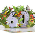 Load image into Gallery viewer, 60th birthday card for her by Cardology - floral theme for mothers, mums, sisters, aunts, friends and more - close up image of the pop up card