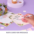 Load image into Gallery viewer, 60th birthday card for her by Cardology - floral theme for mothers, mums, sisters, aunts, friends and more - image of the notecard which is on the back of the card, which gives a space to write a message for the recipient