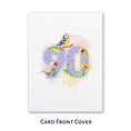 Load image into Gallery viewer, 90th birthday pop up card for her - floral theme with butterflies, birds and flowers - close up image of the card front cover image which is white with a silver foiled '90' in the middle