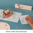 Load image into Gallery viewer, Battersea Cats Love Pop Up Card by Cardology which is perfect for Valentine's Day Cards, Mother's Day Cards, Father's Day Cards or even for Birthday Cards or Anniversary Cards. Pet mum and dad cards. This is a close up image of the slide out notecard which gives the customer a place to write their personal message without having to write on the pop up card itself