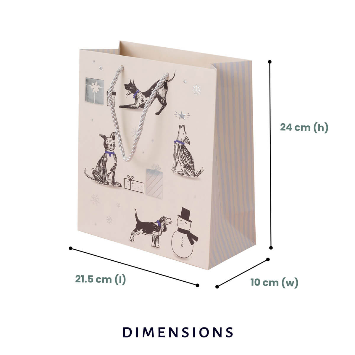 Battersea Dogs & Cats Home Christmas Gift Bag - Medium Sized - Gift bag dimensions which are 24cm (h) x 21.5cm (l) x 10cm (w)