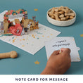 Load image into Gallery viewer, Battersea Dogs Love Pop Up Card by Cardology which is perfect for Valentine's Day Cards, Mother's Day Cards, Father's Day Cards or even for Birthday Cards or Anniversary Cards. Pet mum and dad cards. This is a close up image of the slide out notecard which gives the customer a place to write their personal message without having to write on the pop up card itself