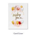 Load image into Gallery viewer, Birthday Balloons Pop Up Card for Tweens, Teens, Girls and Women featuring a rose gold, gold and ivory balloon lettering spelling out Happy Birthday, surrounded by hearts, crown and bows. card front cover which has in gold foiling 'Wishing You A...' surrounded by balloons in a watercolour style