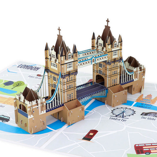 Tower Bridge Pop Up Card by Cardology - Close up image of 3D london themed card