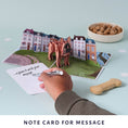 Load image into Gallery viewer, Cardology French Bulldog Pop Up Card - image showing that the card comes with a notecard where you can write your message