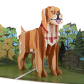 Load image into Gallery viewer, Cardology Golden Retriever Pop Up Card - close up image of pop up