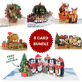 Load image into Gallery viewer, Collage of Christmas-themed pop-up cards included in the 6 Card Bundle by Cardology