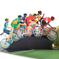 Load image into Gallery viewer, cycling pop up card by cardology - close up image of cycling birthday card for him or her.
