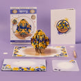 Load image into Gallery viewer, Cardology daffodils 3d greeting card - image of daffodils spring pop up card open with envelope and notecard.