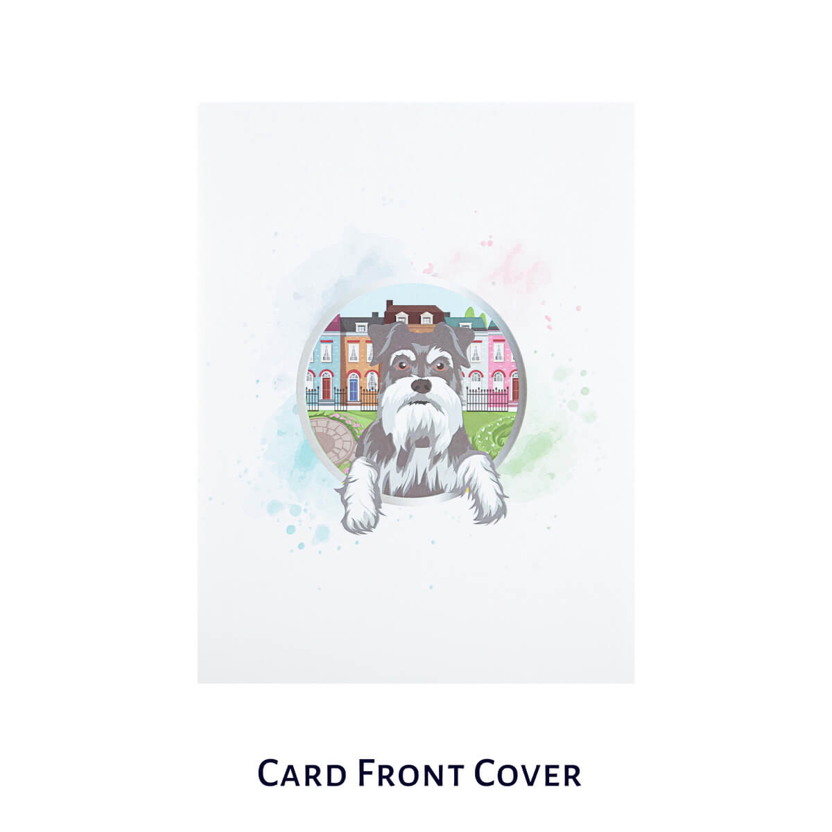 miniature schnauzer pop up card by cardology - image of card front cover