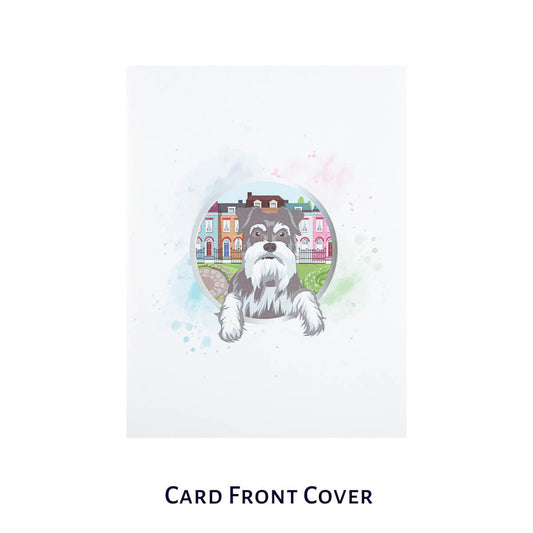 miniature schnauzer pop up card by cardology - image of card front cover
