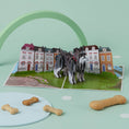 Load image into Gallery viewer, miniature schnauzer pop up card by cardology - lifestyle image of 3d schnauzer greeting card