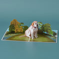 Load image into Gallery viewer, Labrador Pop Up Card by Cardology - lifestyle image of 3d pop up card