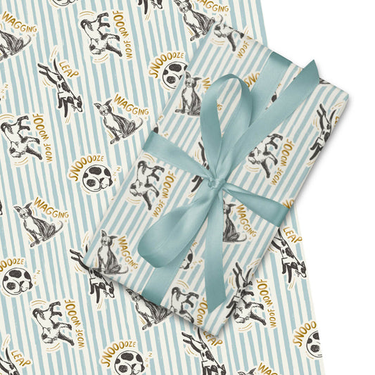 Battersea Dogs & Cats Home Gift Wrap for Dog Lovers - Pack of 4 sheets with 2 patterns. Perfect for birthdays and other celebratory occasions.