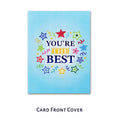Load image into Gallery viewer, Card front cover with colorful stars and 'You're the Best' text on a blue background