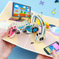 Load image into Gallery viewer, gaming pop up birthday card for gamers - lifestyle image of someone holding the card open