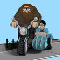 Load image into Gallery viewer, Harry Potter Hagrid Pop Up Card by Cardology - Happee Birthdae 3D Card - lifestyle image of card close up