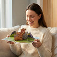 Load image into Gallery viewer, Woman holding a Highland Cow Pop Up Card and smiling in delight.