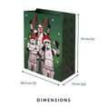 Load image into Gallery viewer, Original Stormtrooper Christmas Gift Bag - Large size - image of dimensions of gift bag which are 33cm (h) x 26.5cm (l) x 13cm (w)