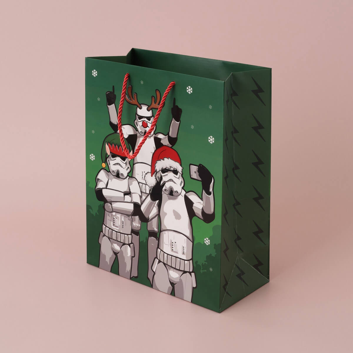 Original Stormtrooper Christmas Gift Bag - Large size - lifestyle image of gift bag