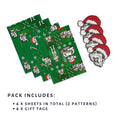 Load image into Gallery viewer, Original Stormtrooper Christmas Gift Wrap Pack of 4 - includes 4 sheets and 4 gift tags - image of 4 sheets of wrapping paper and 4 gift tags