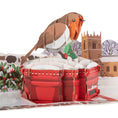 Load image into Gallery viewer, Cardology Robin Pop Up Card for Christmas - Image of close up of the 3D christmas card