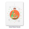 Load image into Gallery viewer, Santa Bear Christmas Pop Up Card by Cardology - image of card front cover on white card with a silver foiled bauble in the middle, filled with a graphic design of a bear with a santa hat on