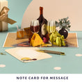 Load image into Gallery viewer, 3D Wine and Cheese Pop Up Card for Birthdays, Mothers Day or Fathers Day - notecard for personal message