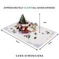 Load image into Gallery viewer, Winter Wellies Pop Up Card for gardening lovers - image of 3D card dimensions which is 30cm (l) x 20cm (w) and approximately 12cm high