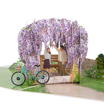 Wisteria 3D Pop Up Card for first anniversary gift and Valentines Day - close up image