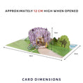 Load image into Gallery viewer, Wisteria 3D Pop Up Card for first anniversary gift and Valentines Day - dimensions image