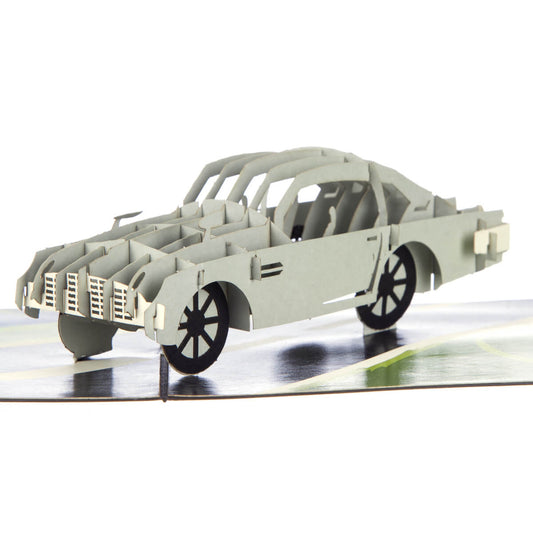 Silver Classic Car Pop Up Card