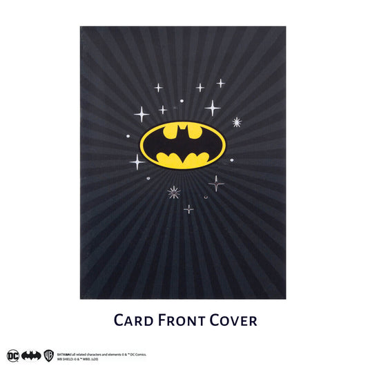 Batman Pop Up Card Cover - Black with batman logo and silver foiled stars