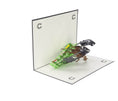 Load image into Gallery viewer, Cross Country Pop Up Card which features a 3D Olympic Legacy horseshoe jump with a horse and rider jumping through, half open at 90 degrees
