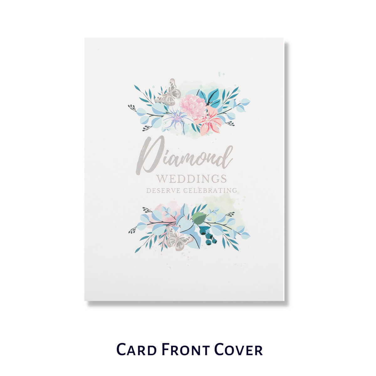 Diamond Wedding Anniversary Card for 60th Wedding Anniversary Gift - image of front cover which reads 'diamond weddings deserve celebrating'