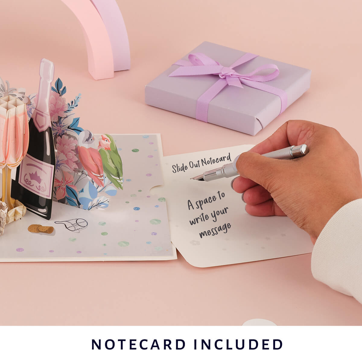 Diamond Wedding Anniversary Card for 60th Wedding Anniversary Gift - image of the slide out notecard which gives space to write a personal message