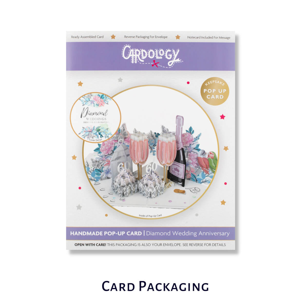 Diamond Wedding Anniversary Card for 60th Wedding Anniversary Gift - card packaging image
