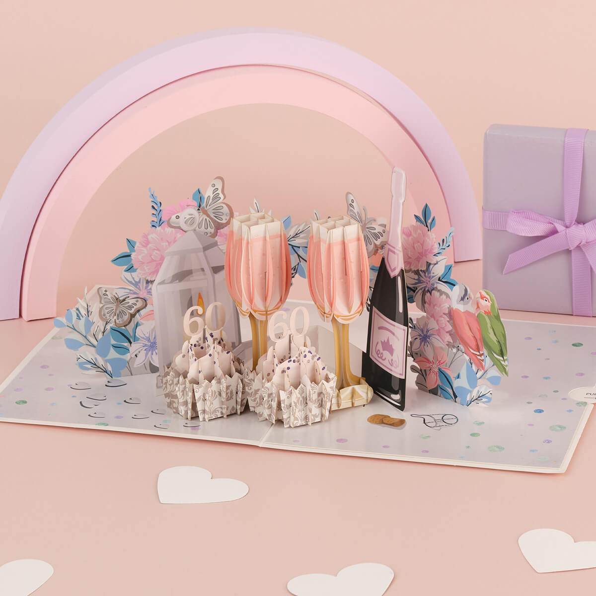 Diamond Wedding Anniversary Card for 60th Wedding Anniversary Gift - lifestyle image of 60th wedding anniversary card close up