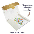 Load image into Gallery viewer, image of floral 50th birthday pop up card reversible eco packaging that reverses to become gifting envelope