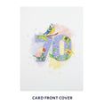 Load image into Gallery viewer, cover image of 70th birthday pop up card, white cover with pastel watercolours and a silver foiled 70