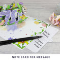 Load image into Gallery viewer, image of floral 70th birthday pop up card slide out notecard