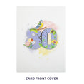 Load image into Gallery viewer, cover image of 80th birthday pop up card, white cover with pastel watercolours and a silver foiled 80