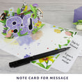 Load image into Gallery viewer, image of floral 80th birthday pop up card slide out notecard