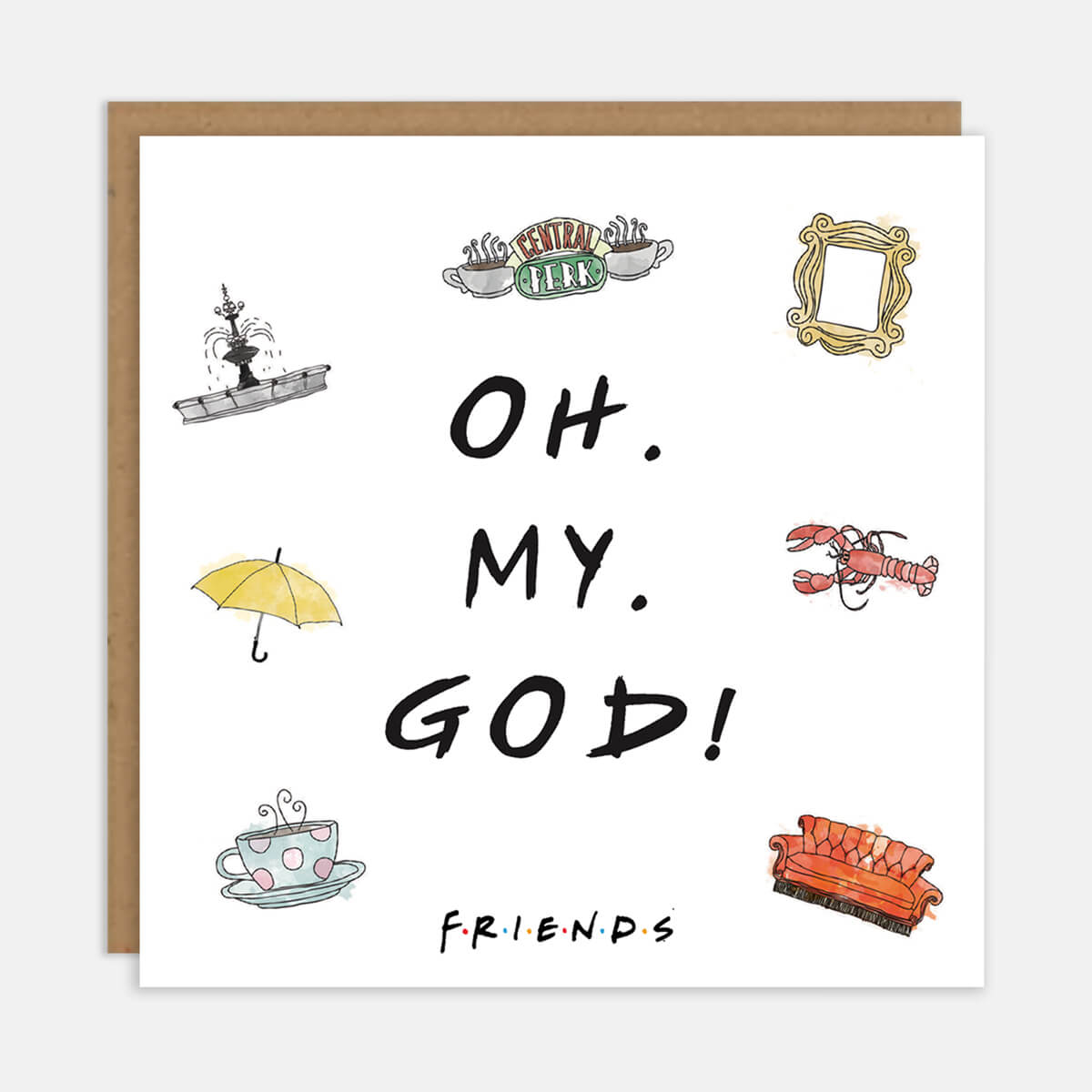 Friends TV Show Card - Janice - Oh My God Card - Multi watercoloured icons