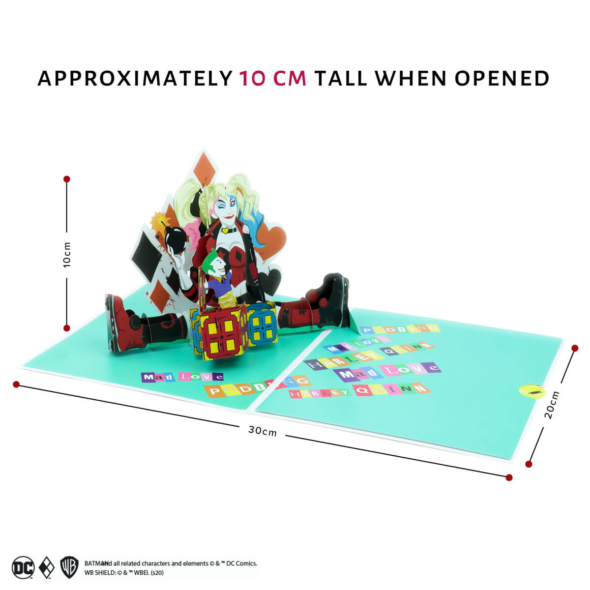 DC Comics Harley Quinn Pop Up Card Dimensions - 30cm (l) x 20cm (w) x 10cm (h)