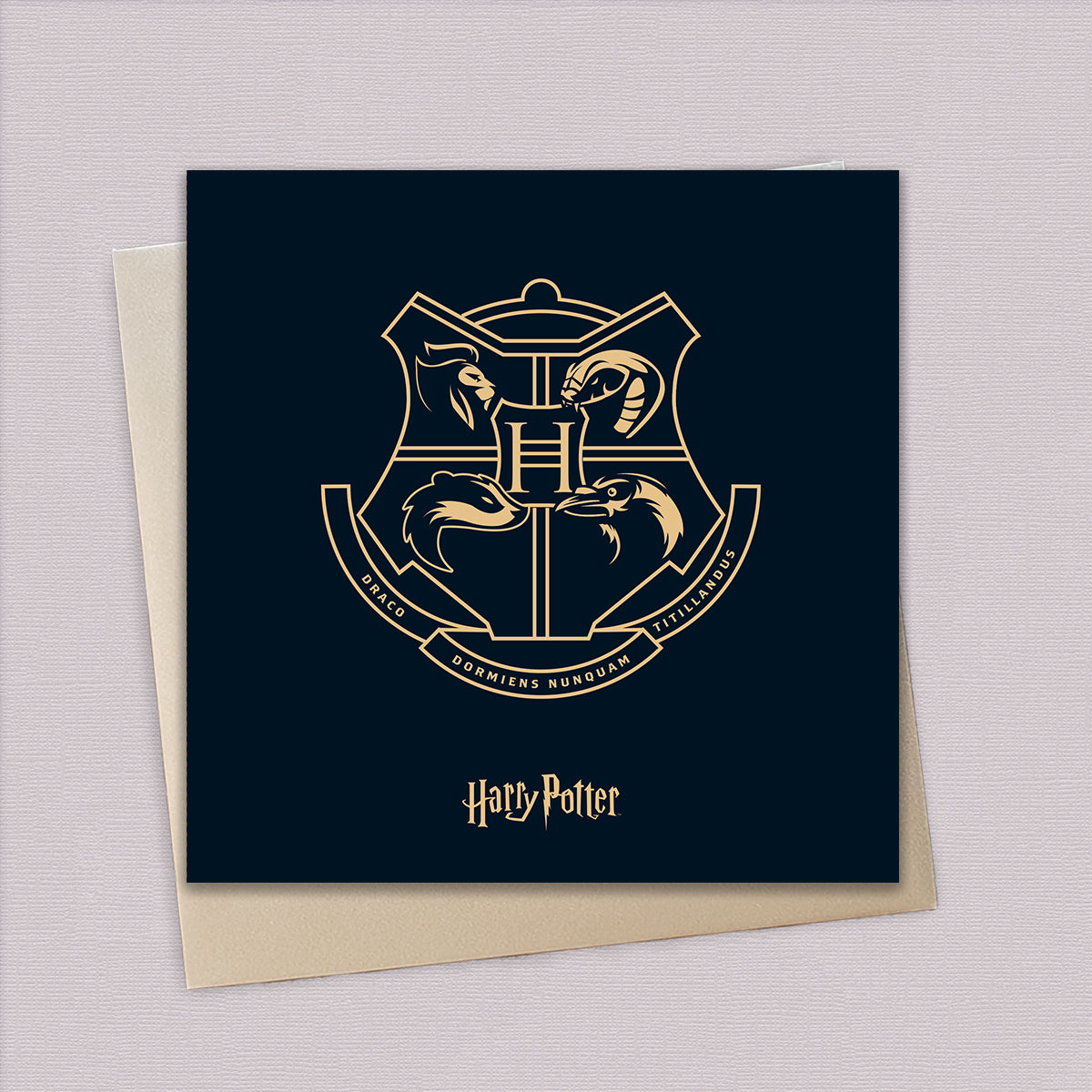 Harry Potter Hogwarts Birthday Greeting Card For Adults - Black and Gold