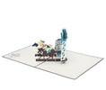 Load image into Gallery viewer, Horse Racing Pop Up Card featuring 4 horses racing out of stalls, fully open at 180 degrees