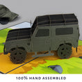 Load image into Gallery viewer, Close up image of 4 x 4 Defender Pop Up Card - Hand Assembled