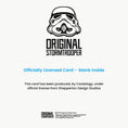 Load image into Gallery viewer, Original Stormtrooper officially licensed disclaimer - this 3d birthday card has been produced by Cardology under official license from Shepparton Design Studios