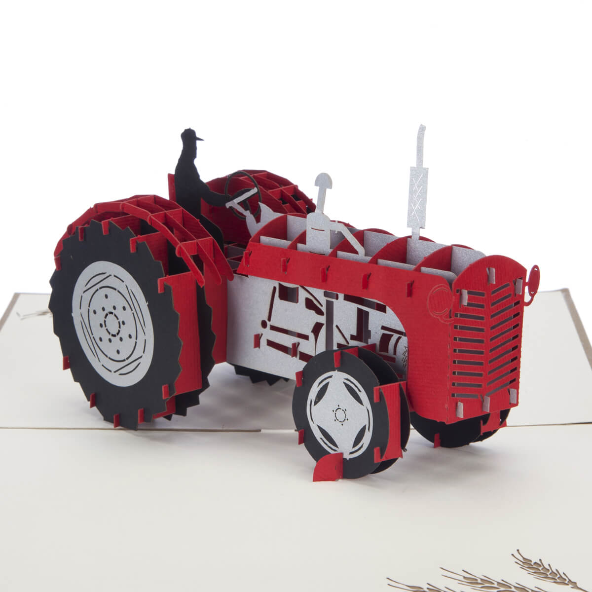 Red Vintage Tractor Pop Up Card